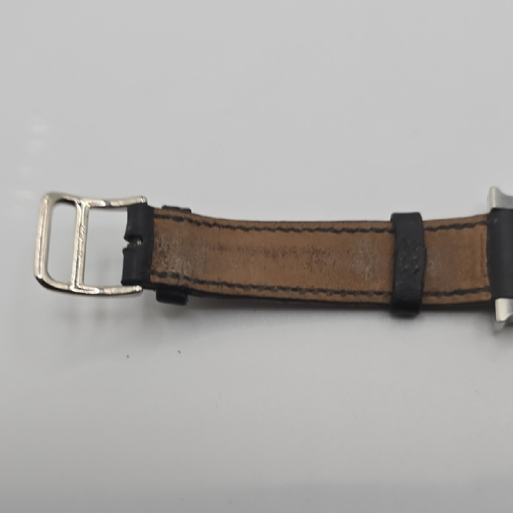 Hermes Black Leather Strap Silver-Tone Case Watch - Picture 4 of 14